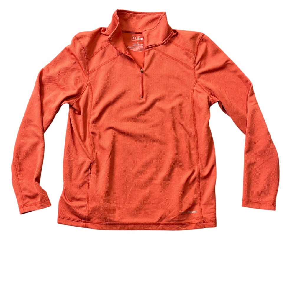 L L Bean Large Long Sleeve 1/4 Zip Jersey 100% Poly (one small pull, see image)